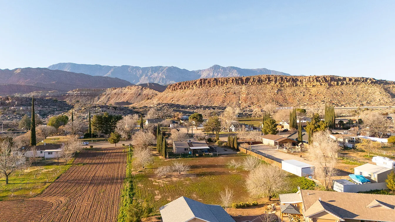 Aerial view of Full Throttle Dog Camp and surrounding land